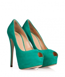 Give ladylike looks a dose of retro-glamour in Giuseppe Zanottis towering suede peep-toes - Peep-toe, overlasted platform, exposed wafer platform - Stiletto heel - Wear as a statement finish to tailored knit dresses or chic business separates Give ladylike looks a dose of retro-glamour in Giuseppe Zanottis towering suede peep-toes - Peep-toe, overlasted platform, exposed wafer platform - Stiletto heel - Wear as a statement finish to tailored knit dresses or chic business separates