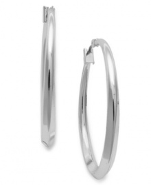 Get in the loop with Charter Club's stylish hoop earrings. With a shiny finish, they'll catch a few extra looks. Crafted in silver tone mixed metal. Approximate drop: 1-3/8 inches.