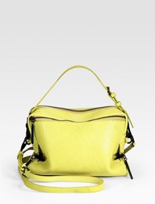 Sumptuous pebble-grain leather in a travel-ready zip-top carryall.Adjustable detachable top handle, 4½-8 dropAdjustable detachable shoulder strap, 24-27 dropTop zip closureOne outside zip pocketOne inside zip pocketFully lined10W X 6H X 3½DImported Sumptuous pebble-grain leather in a travel-ready zip-top carryall.Adjustable detachable top handle, 4½-8 dropAdjustable detachable shoulder strap, 24-27 dropTop zip closureOne outside zip pocketOne inside zip pocketFully lined10W X 6H X 3½DImported