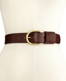 It's a cinch to look chic with this classic style from Lauren by Ralph Lauren. Sumptuous leather is accented with a gold tone brass buckle and delicately detailed keeper. It's a cinch to look chic with this classic style from Lauren by Ralph Lauren. Sumptuous leather is accented with a gold tone brass buckle and delicately detailed keeper.