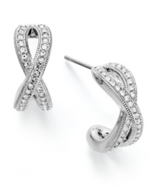 Eliot Danori reveals a stylish twist with this pair of drop earrings. Crafted from rhodium-plated brass, the earrings sparkle with crystal accents. Approximate drop: 1 inch. Eliot Danori reveals a stylish twist with this pair of drop earrings. Crafted from rhodium-plated brass, the earrings sparkle with crystal accents. Approximate drop: 1 inch.