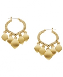 Inspire your look with a little multicultural style. Lauren by Ralph Lauren's Kashmir earrings feature teardrop-shaped charms and a click hoop setting in gold tone mixed metal. Approximate drop: 1-1/2 inches. Approximate diameter: 1 inch.