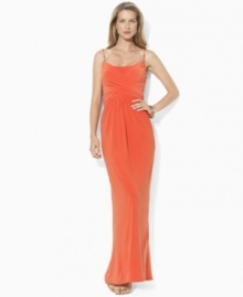 Intricate coral and turquoise beading lends breezy bohemian-inspired style to this Lauren by Ralph Lauren maxi dress, rendered from fluid matte jersey for an exquisite drape.