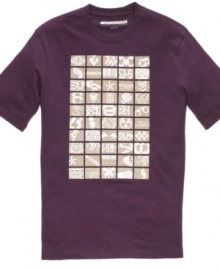 Talk to me. The graphic on the front of this Sean John shirt is sure to be a conversation starter anywhere you go. Talk to me. The graphic on the front of this Sean John shirt is sure to be a conversation starter anywhere you go.