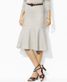 An elegant peplum hem lends flirty style to this Lauren by Ralph Lauren skirt, crafted in smooth, lightweight wool-blend flannel for a chic seasonal look. An elegant peplum hem lends flirty style to this Lauren by Ralph Lauren skirt, crafted in smooth, lightweight wool-blend flannel for a chic seasonal look.