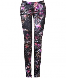 Rock n roll style goes ultra-luxe with these of-the-moment floral print skinny pants from Balmain - Snap tab closure, belt loops, quilted panels at top, sides, knees, and back pockets, multiple side zip pockets, inside ankle zips - Skinny fit, biker-style - Wear with an oversized top, a cropped blazer, and platform heels Rock n roll style goes ultra-luxe with these of-the-moment floral print skinny pants from Balmain - Snap tab closure, belt loops, quilted panels at top, sides, knees, and back pockets, multiple side zip pockets, inside ankle zips - Skinny fit, biker-style - Wear with an oversized top, a cropped blazer, and platform heels