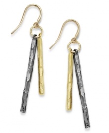 Raise the bar! These versatile, two-tone earrings by Alfani add dimension to any look with gold and hematite-tone mixed metal bars. Approximate drop: 2 inches. Raise the bar! These versatile, two-tone earrings by Alfani add dimension to any look with gold and hematite-tone mixed metal bars. Approximate drop: 2 inches.