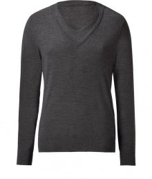 Stylish pullover in fine charcoal grey virgin wool - A classic, slim fitted with long sleeves - Fashionable accent: the double V-neck - A dream of a basic, classy and casual - A hit combination with jeans, business trousers, chinos Stylish pullover in fine charcoal grey virgin wool - A classic, slim fitted with long sleeves - Fashionable accent: the double V-neck - A dream of a basic, classy and casual - A hit combination with jeans, business trousers, chinos