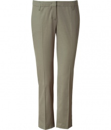 Achieve refined style in these classic cropped trousers from Schumacher - Flat front, belt loops, off-seam pockets, back welt pockets, front seam detail, cropped silhouette - Pair with a blouse, a blazer, and embellished ballet flats