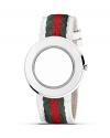 Gucci U-Play White Leather Bezel and Striped Nylon Strap Set, 35mm