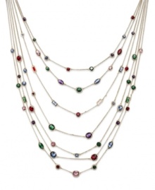 Layer on modern fashion with Lauren Ralph Lauren's drama necklace. Crafted from 14k gold-plated mixed metal, the necklace features rows of colorful beads. Approximate length: 36 inches.