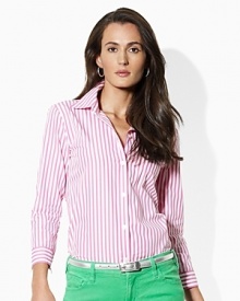 Classic menswear styling is reimagined in the gingham Priya shirt, finished with chic three-quarter-length sleeves.