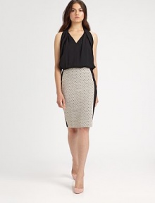 A contrasting side panel outlines this glam lace pencil skirt.Side zipperAbout 23 from natural waistCotton/LyocellDry cleanImportedModel shown is 5'10 (177cm) wearing US size 4. 