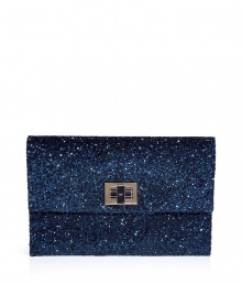 Pack a seriously stylish punch with this glitter-covered clutch from cult-favorite accessory designer Anya Hindmarch - Classic rectangle shape, front 14kt gold-plated twist-lock closure, allover glitter embellishment - Style with a sleek cocktail frock or a flirty club-ready look Pack a seriously stylish punch with this glitter-covered clutch from cult-favorite accessory designer Anya Hindmarch - Classic rectangle shape, front 14kt gold-plated twist-lock closure, allover glitter embellishment - Style with a sleek cocktail frock or a flirty club-ready look