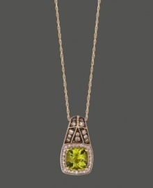Embolden your look. Bright peridot (1-3/4 ct. t.w.) surrounded by round-cut white diamonds (1/10 ct. t.w.) and chocolate diamonds (1/6 ct. t.w.) make this Le Vian design a standout! Setting and chain crafted in 14k gold. Approximate length: 18 inches. Approximate drop: 3/4 inch. Embolden your look. Bright peridot (1-3/4 ct. t.w.) surrounded by round-cut white diamonds (1/10 ct. t.w.) and chocolate diamonds (1/6 ct. t.w.) make this Le Vian design a standout! Setting and chain crafted in 14k gold. Approximate length: 18 inches. Approximate drop: 3/4 inch.