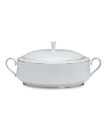 Timeless and refined, the Hannah Platinum pattern is crafted of pure white bone china embossed with a subtle palmetto-leaf design and banded in platinum. Qualifies for Rebate Timeless and refined, the Hannah Platinum pattern is crafted of pure white bone china embossed with a subtle palmetto-leaf design and banded in platinum. Qualifies for Rebate