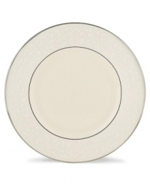 Welcome your guests to the table with the formal elegance of dinner plates from Lenox's Pearl Innocence dinnerware and dishes collection. This fine bone china brings together a graceful tone-on-tone design with hand enameled pearl-like accents and rich bands of polished platinum. Qualifies for Rebate