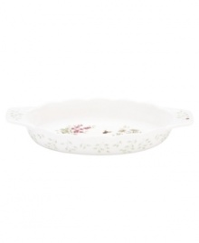 Fresh from the garden, the Butterfly Meadow Herbs oval baker from Lenox features hardy stoneware with flowering herbs and a delicately scalloped edge. Qualifies for Rebate Fresh from the garden, the Butterfly Meadow Herbs oval baker from Lenox features hardy stoneware with flowering herbs and a delicately scalloped edge. Qualifies for Rebate