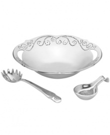 With a feminine edge and pretty perforated detail in pure aluminum, the French Perle pasta bowl and servers present your favorite comfort foods with decidedly vintage charm. A brilliant complement to French Perle dinnerware. Qualifies for Rebate With a feminine edge and pretty perforated detail in pure aluminum, the French Perle pasta bowl and servers present your favorite comfort foods with decidedly vintage charm. A brilliant complement to French Perle dinnerware. Qualifies for Rebate