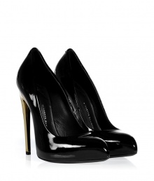 Add a kick of hard-edge glamour to your outfit with Giuseppe Zanottis ultra sleek patent leather pumps - Pointed toe, angular gold-toned stiletto heel, overlasted hidden wafer platform - Wear with everything from leather leggings and blazers to cocktail dresses and fur coats Add a kick of hard-edge glamour to your outfit with Giuseppe Zanottis ultra sleek patent leather pumps - Pointed toe, angular gold-toned stiletto heel, overlasted hidden wafer platform - Wear with everything from leather leggings and blazers to cocktail dresses and fur coats