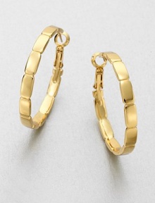 Add interest with this shiny design with 14k goldplating. 14k goldplated brassLength, about 1.25Hinged post backImported 