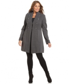 Salute a chic look with Style&co.'s plus size sweater coat, featuring military detail!