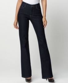 Get the slimming fit you love with a dash of sparkle in this look from Not Your Daughter's Jeans. A dark wash gives them versatility; studded back pockets add a little fun! Get the slimming fit you love with a dash of sparkle in this look from Not Your Daughter's Jeans. A dark wash gives them versatility; studded back pockets add a little fun!