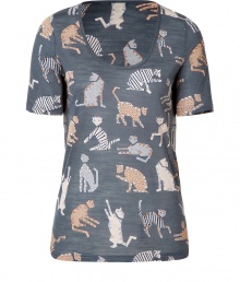 Inject a punch of playful patterning into Downtown-cool looks with Marc by Marc Jacobs kitty print tee - Scoop neckline, short sleeves - Form-fitting - Wear with favorite skinnies and flats or a contrast print skirt and studded sandals Inject a punch of playful patterning into Downtown-cool looks with Marc by Marc Jacobs kitty print tee - Scoop neckline, short sleeves - Form-fitting - Wear with favorite skinnies and flats or a contrast print skirt and studded sandals