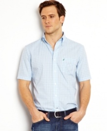 Get your preppy summer look ironed out. This wrinkle resistant shirt from Nautica is an easy style choice.