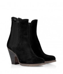 With a modernized take on the classic Victorian ankle boot, this supple suede version from Fiorentini & Baker is a new-season must-have - Round toe, elasticized side panels, chunky stacked heel, ankle length - Wear with skinny jeans, a mini-dress, or cropped trousers