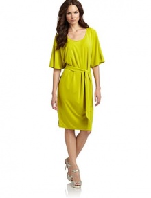 THE LOOKAsymmetric pleat in frontDolman sleevesTie waistPullover styleTHE FITAbout 39 from shoulder to hemTHE MATERIAL70% rayon/24% polyester/6% spandexCARE & ORIGINDry cleanImportedModel shown is 5'11 (180cm) wearing US size Small. THE LOOKAsymmetric pleat in frontDolman sleevesTie waistPullover styleTHE FITAbout 39 from shoulder to hemTHE MATERIAL70% rayon/24% polyester/6% spandexCARE & ORIGINDry cleanImportedModel shown is 5'11 (180cm) wearing US size Small.