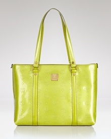 Make every look pop with MCM's patent leather tote. Boasting gold-plated hardware and an electric hue, its an on the glow all-star. Make every look pop with MCM's patent leather tote. Boasting gold-plated hardware and an electric hue, its an on the glow all-star.