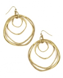 Shake it up! RACHEL Rachel Roy's shaky earring style features overlapping circles set in worn gold tone mixed metal. Approximate drop: 2-1/2 inches.