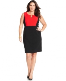 Be the belle of the boardroom in Calvin Klein's colorblocked plus size sheath dress. Be the belle of the boardroom in Calvin Klein's colorblocked plus size sheath dress.