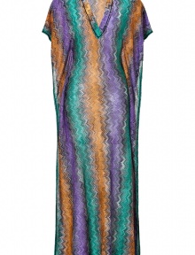 Make a glamorous seaside statement in Missonis ultra chic metallic knit kaftan - V-neckline, draped short sleeves, slit sides - Fitted body, floor-length - Pair with studded sandals and an oversized statement tote Make a glamorous seaside statement in Missonis ultra chic metallic knit kaftan - V-neckline, draped short sleeves, slit sides - Fitted body, floor-length - Pair with studded sandals and an oversized statement tote