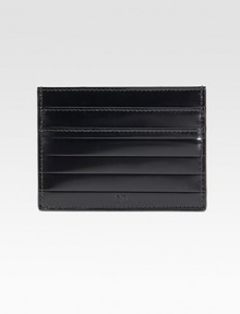 A slim-line case is elegantly crafted in pleated, mirrored leather. Four card slots4W X 3HMade in Italy A slim-line case is elegantly crafted in pleated, mirrored leather. Four card slots4W X 3HMade in Italy