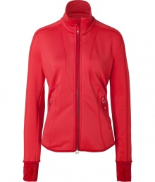 Inject a modern edge into your sportswear wardrobe with Jet Sets sleek stretch zip-up jacket, the perfect weight for wearing both indoors and out - Stand-up collar, long sleeves, zippered front, zippered pockets - Form-fitting - Team with weather boots and jeans, or with workout leggings and fashion sneakers