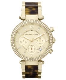 Michael Kors goes back in style with this retro tortoise watch from Michael Kors' Parker collection.