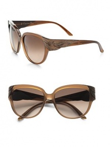 These runway-worthy, acetate frames are accented with delicate crystals on the end pieces, hinges and temples. Available in brown moto pearl with brown gradient lens. Crystal accented logo temples100% UV protectionMade in Italy These runway-worthy, acetate frames are accented with delicate crystals on the end pieces, hinges and temples. Available in brown moto pearl with brown gradient lens. Crystal accented logo temples100% UV protectionMade in Italy