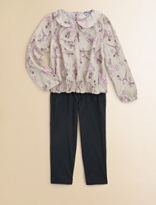 Sweet scenes of Paris adorn a charming crepe top with a floppy bow at the neck.Peter Pan collar with soft bowLong sleeves with elasticized cuffsSmocked elasticized waistBack buttonsPolyesterMachine washImported Please note: Number of buttons may vary depending on size ordered. Sweet scenes of Paris adorn a charming crepe top with a floppy bow at the neck.Peter Pan collar with soft bowLong sleeves with elasticized cuffsSmocked elasticized waistBack buttonsPolyesterMachine washImported Please note: Number of buttons may vary depending on size ordered.
