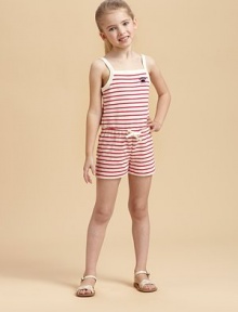 A warm-weather-ready romper is crafted from soft striped terry and features a drawstring waistband and signature Juicy embroidery.SquareneckSleevelessPull-on styleElastic waistband with drawstringBack patch pocket80% cotton/20% polyesterMachine washImported A warm-weather-ready romper is crafted from soft striped terry and features a drawstring waistband and signature Juicy embroidery.SquareneckSleevelessPull-on styleElastic waistband with drawstringBack patch pocket80% cotton/20% polyesterMachine washImported