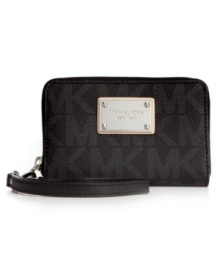 Gadget goodness, this wrislet from MICHAEL Michael Kors works overtime as a wallet and tech case in one. Outfitted with luxe 18k gold hardware, it boasts plenty of interior compartments for phone, cash, cards and essential lip gloss. Gadget goodness, this wrislet from MICHAEL Michael Kors works overtime as a wallet and tech case in one. Outfitted with luxe 18k gold hardware, it boasts plenty of interior compartments for phone, cash, cards and essential lip gloss.
