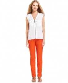 Exposed zipper trim adds edge to this MICHAEL Michael Kors top for an on-trend spring look!