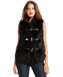 Add a luxe finish to your outfit with this faux fur vest from MICHAEL Michael Kors. Add a luxe finish to your outfit with this faux fur vest from MICHAEL Michael Kors.