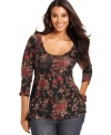 Refresh your neutral bottoms with Lucky Brand Jeans' printed plus size top!