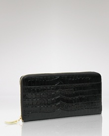 Take a shine to practical accessories with this croc-embossed leather wallet from Tusk. It's profile is pocket perfect, while a glossy exterior lends polish. Take a shine to practical accessories with this croc-embossed leather wallet from Tusk. It's profile is pocket perfect, while a glossy exterior lends polish.