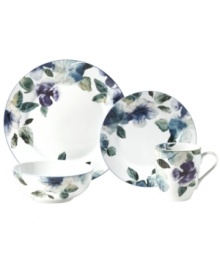 Watercolor florals adorn the canvas of white porcelain that is Mikasa's Paradise Bloom place setting, painting a picture of quiet romance every day. Color-banded dinnerware essentials work together in serene harmony. Watercolor florals adorn the canvas of white porcelain that is Mikasa's Paradise Bloom place setting, painting a picture of quiet romance every day. Color-banded dinnerware essentials work together in serene harmony.