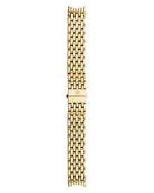 Change your watch with your outfit. Michele's link bracelet slips on the wrist to give day-to-day looks a golden touch.