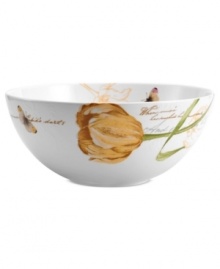 Set the scene at your table with the romantic Seraphine vegetable bowl from Mikasa. Lines of poetry and golden tulips sweep across classic white porcelain for every day of the week. Set the scene at your table with the romantic Seraphine vegetable bowl from Mikasa. Lines of poetry and golden tulips sweep across classic white porcelain for every day of the week.