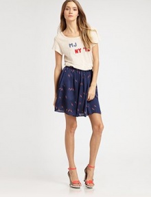 Soft whisperweight cotton detailed with chic felted letters for a signature retro look.ScoopneckShort sleevesPullover styleAbout 27 from shoulder to hemCottonMachine washImportedModel shown is 5'10 (177cm) wearing US size Small. Soft whisperweight cotton detailed with chic felted letters for a signature retro look.ScoopneckShort sleevesPullover styleAbout 27 from shoulder to hemCottonMachine washImportedModel shown is 5'10 (177cm) wearing US size Small.